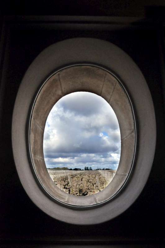 Mouton vines through the oval window